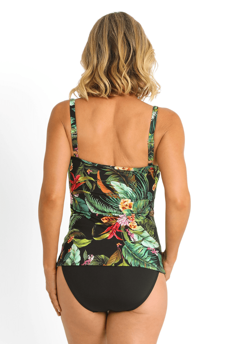 Jantzen Meka Frill Crossover Front Singlet Black.