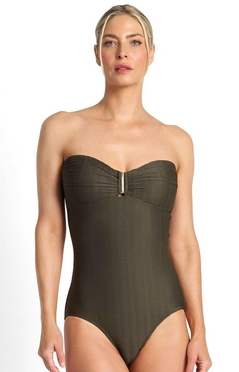 Jantzen Sky High Bar Bandeau One Piece - Army.