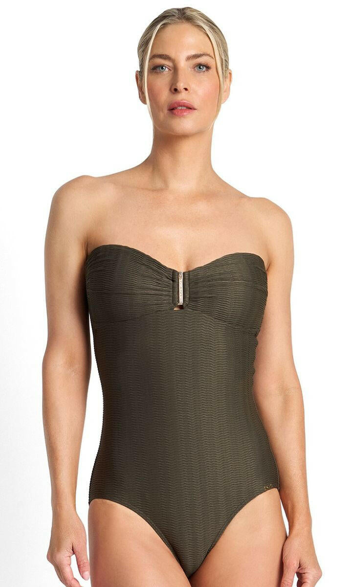 Jantzen Sky High Bar Bandeau One Piece - Army.