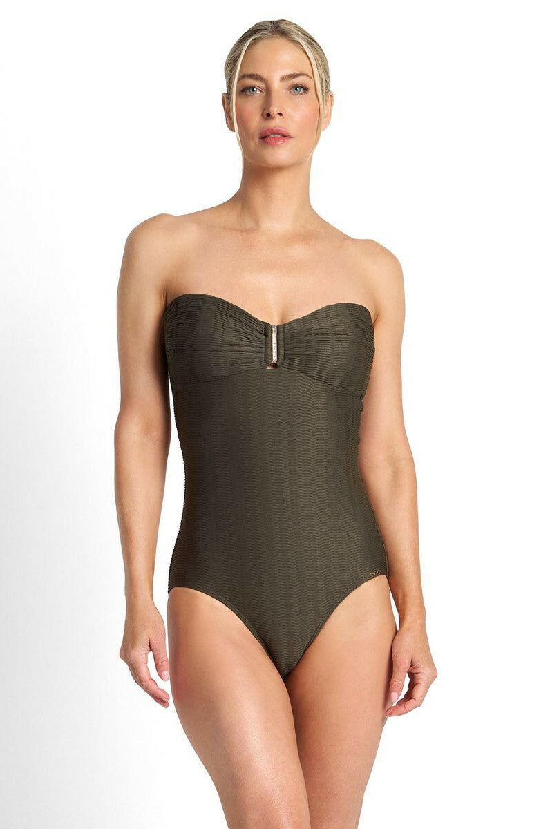 Jantzen Sky High Bar Bandeau One Piece - Army.