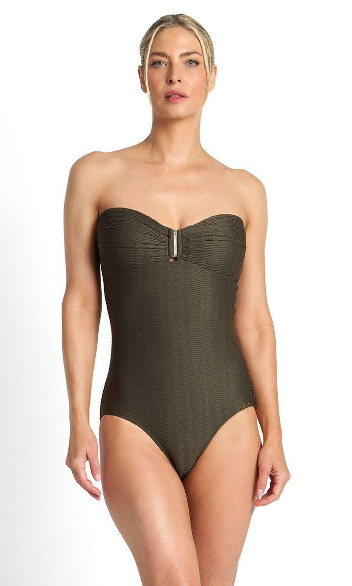 Jantzen Sky High Bar Bandeau One Piece - Army.