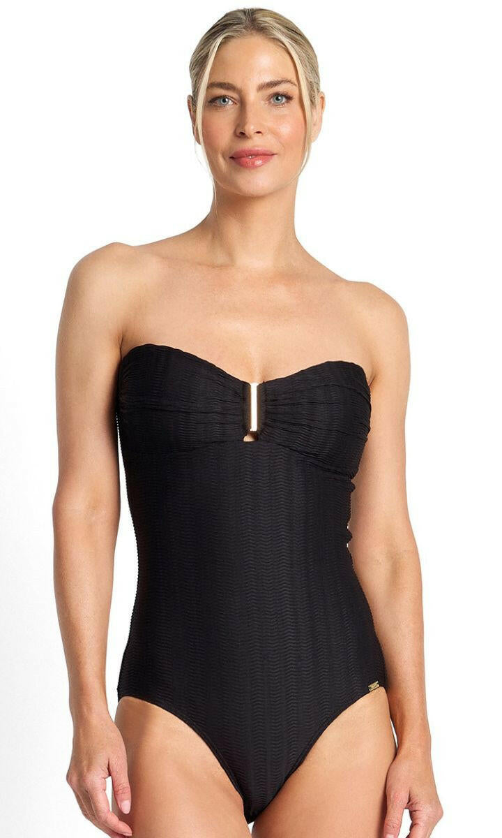 Jantzen Sky High Bar Bandeau One Piece - Black.