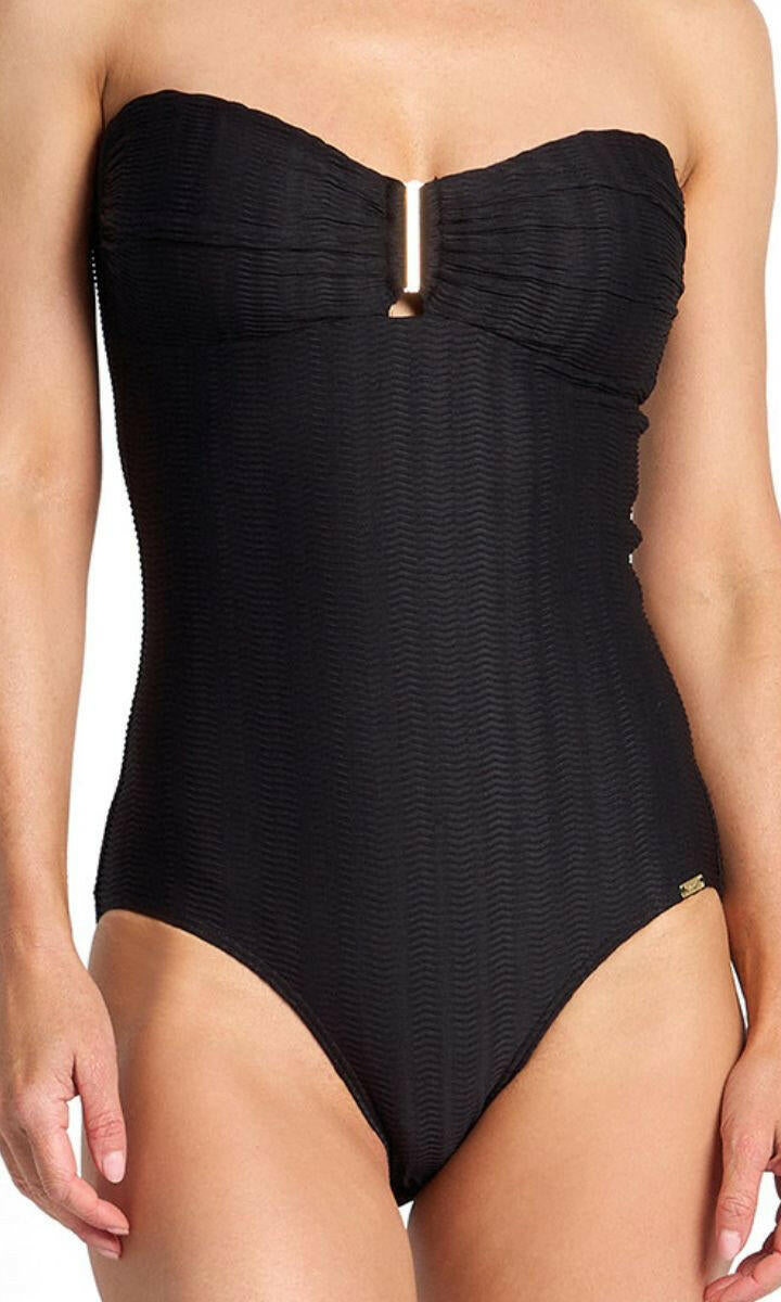 Jantzen Sky High Bar Bandeau One Piece - Black.