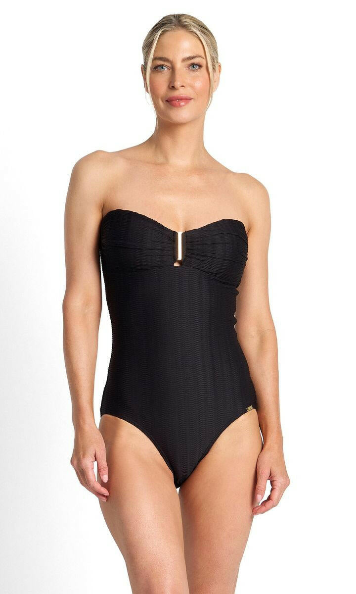 Jantzen Sky High Bar Bandeau One Piece - Black.