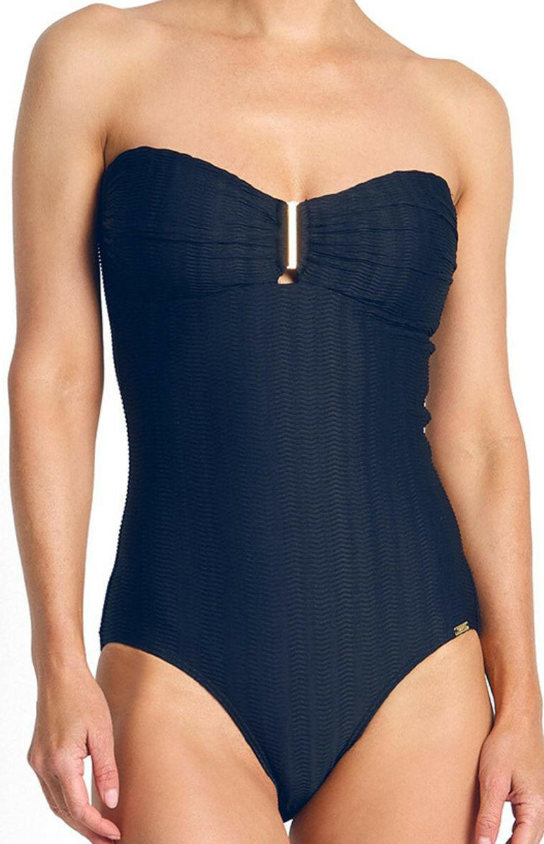 Jantzen Sky High Bar Bandeau One Piece - Navy.