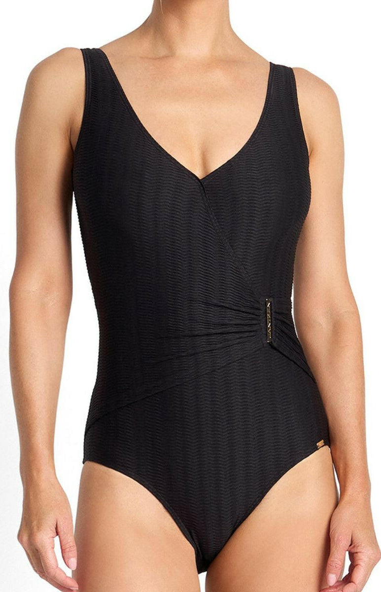 Jantzen Sky High Bar Surplice One Piece - Black.