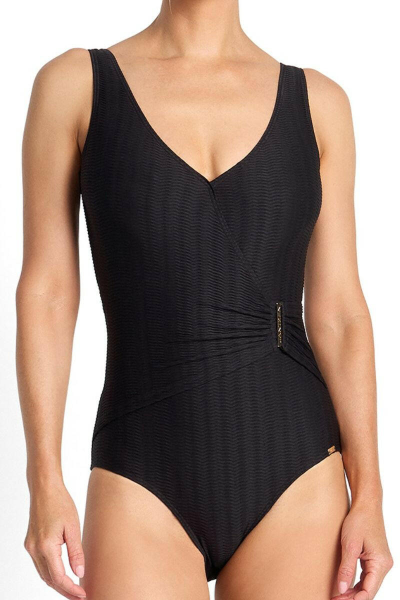 Jantzen Sky High Bar Surplice One Piece - Black.