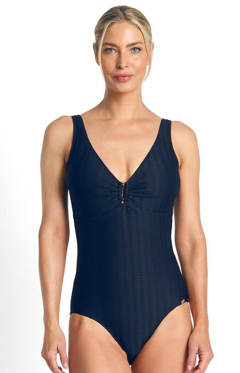 Jantzen Sky High Buckle One Piece - Navy.
