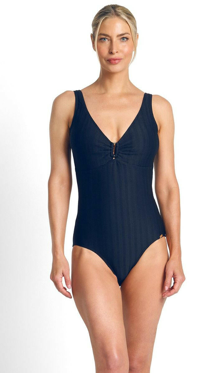 Jantzen Sky High Buckle One Piece - Navy.