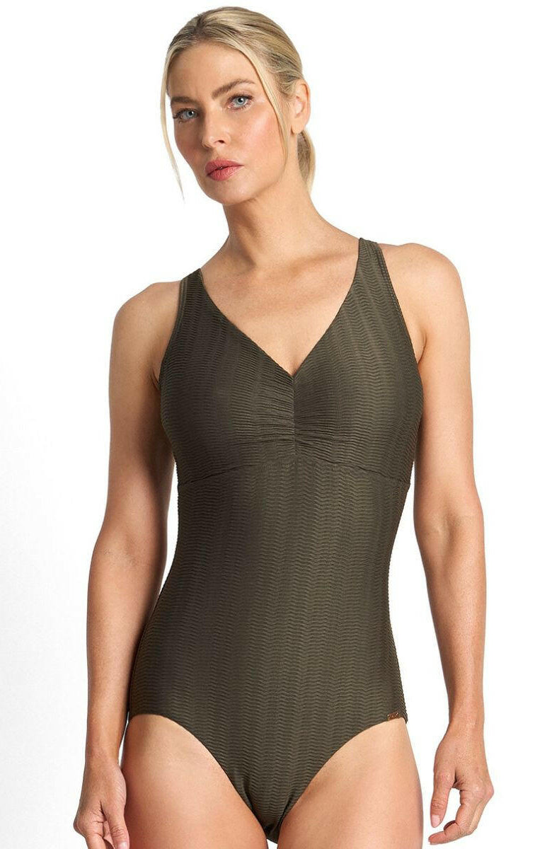 Jantzen Sky High DD/E Vee One Piece - Army.