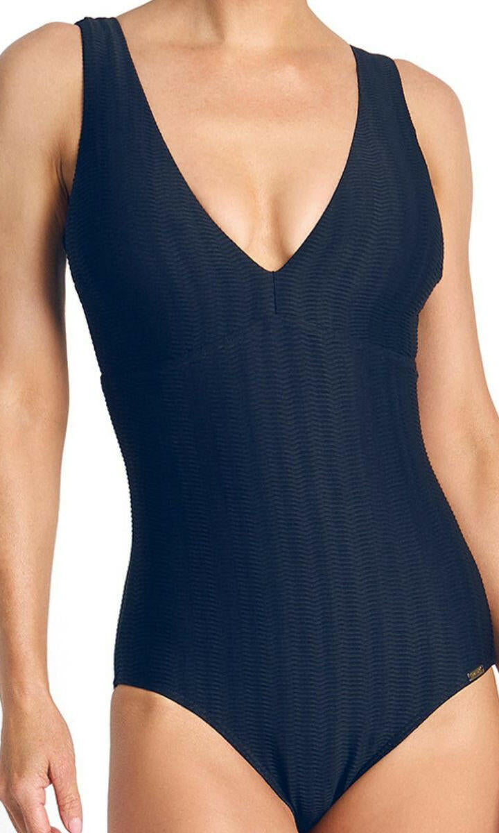 Jantzen Sky High Deep Vee One Piece - Navy.