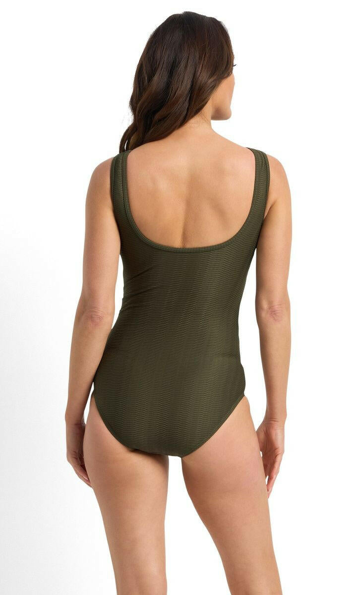 Jantzen Sky High Mesh High Neck Mast One Piece - Army.