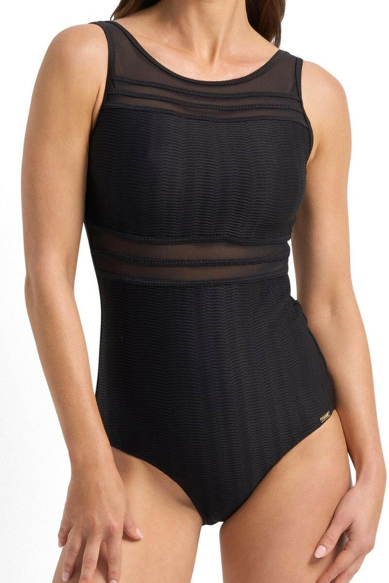 Jantzen Sky High Mesh High Neck Mast One Piece - Black.