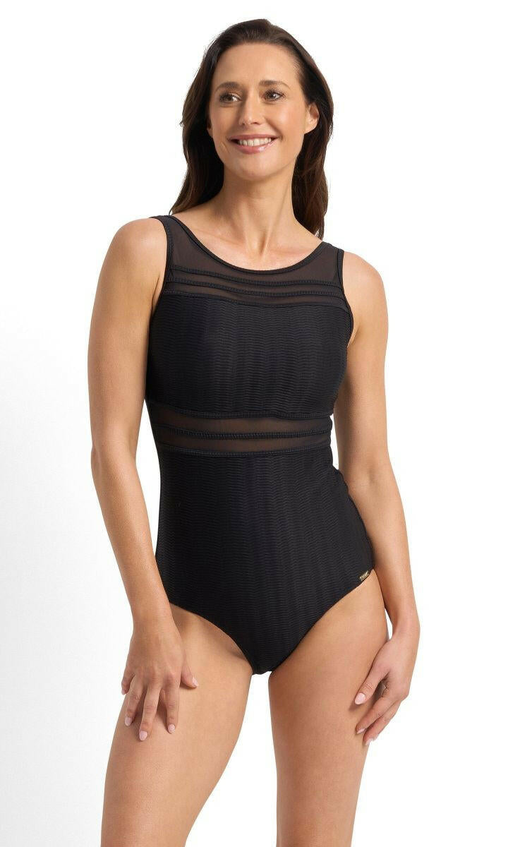 Jantzen Sky High Mesh High Neck Mast One Piece - Black.