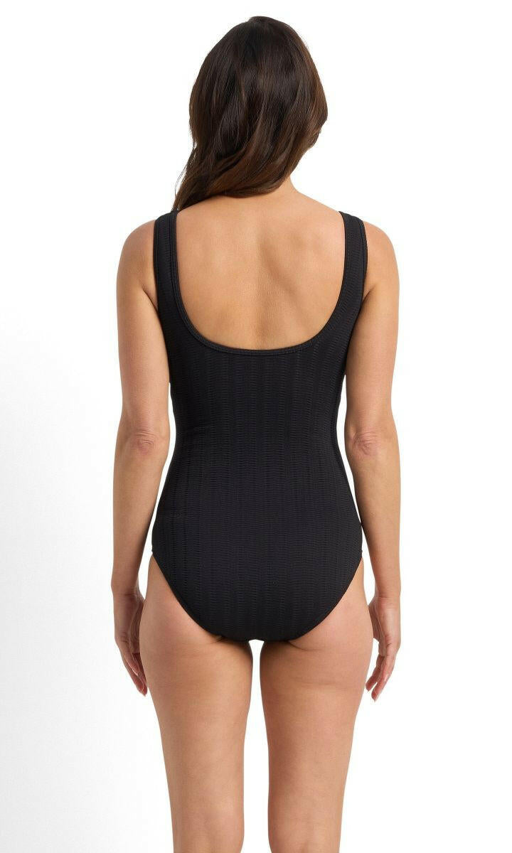 Jantzen Sky High Mesh High Neck Mast One Piece - Black.