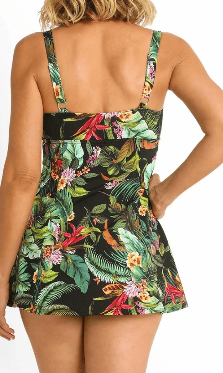 Jantzen Meka Mesh Ruffle Swim Dress.