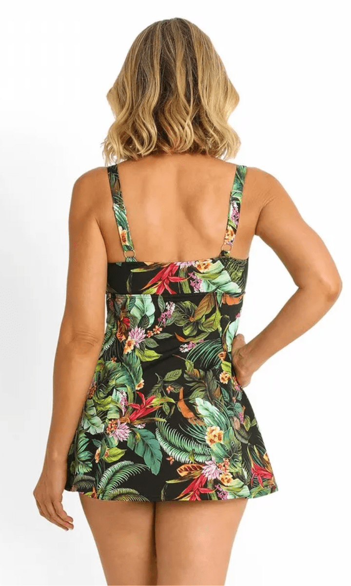 Jantzen Meka Mesh Ruffle Swim Dress.