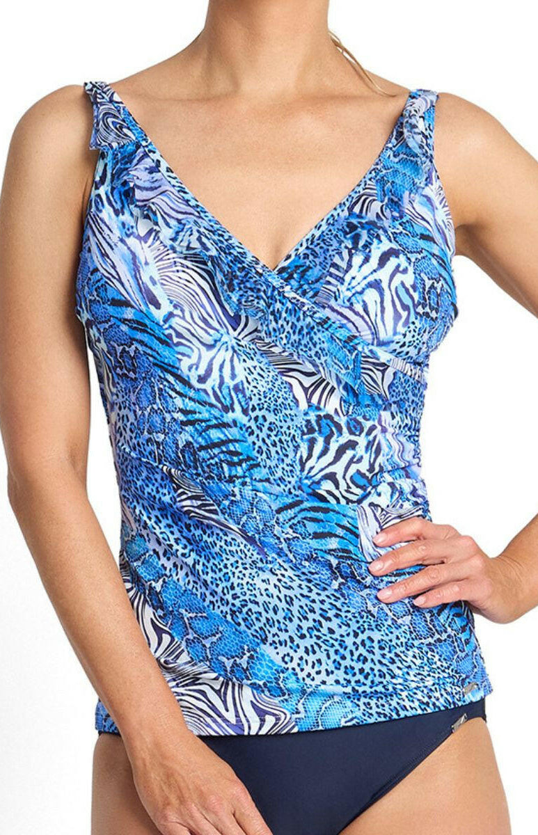 Jantzen Tigeress Frill Crossover Singlet - Navy.