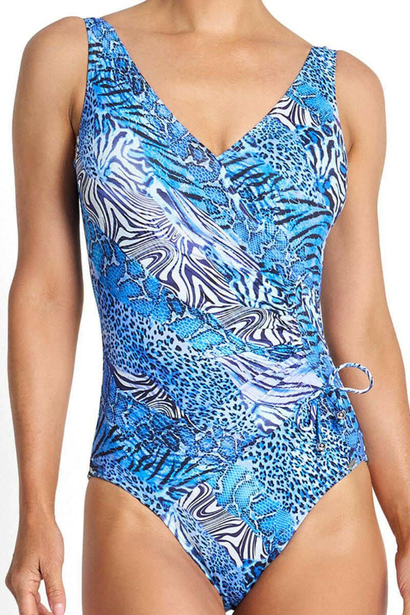 Jantzen Tigeress Gathered Surplice One Piece - Navy.