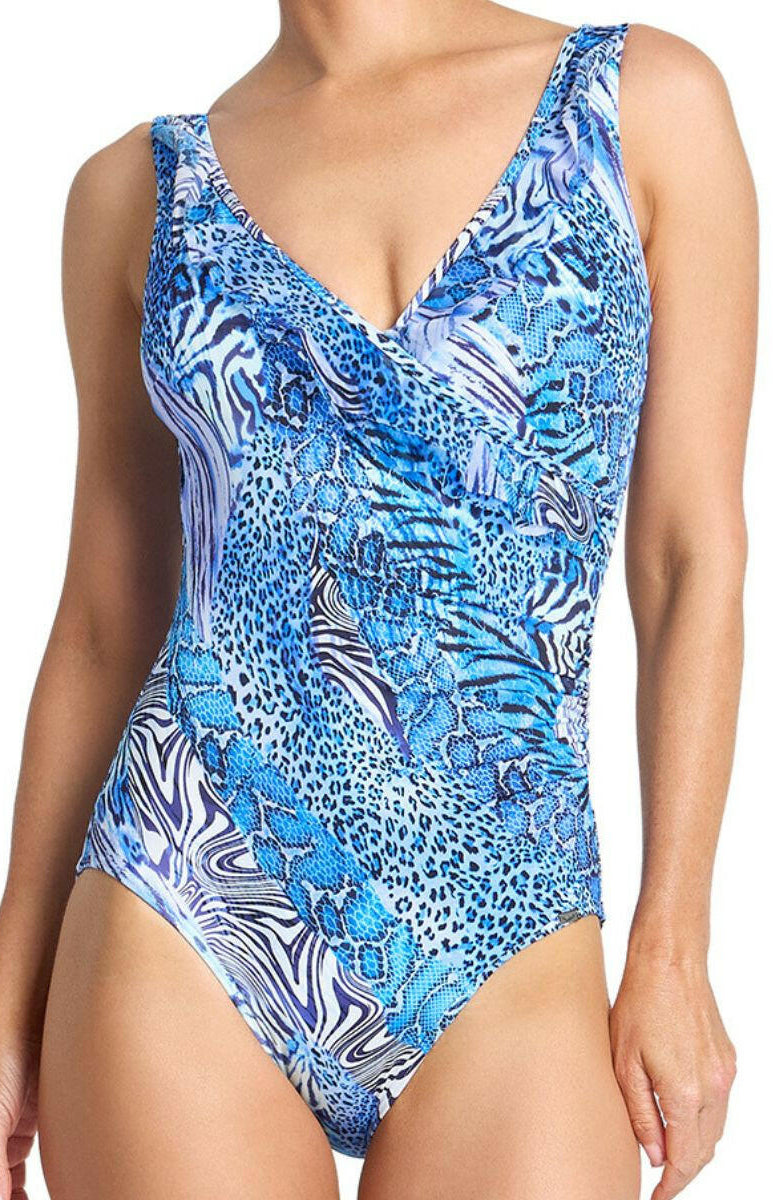 Jantzen Tigeress Mesh Frill One Piece - Navy.