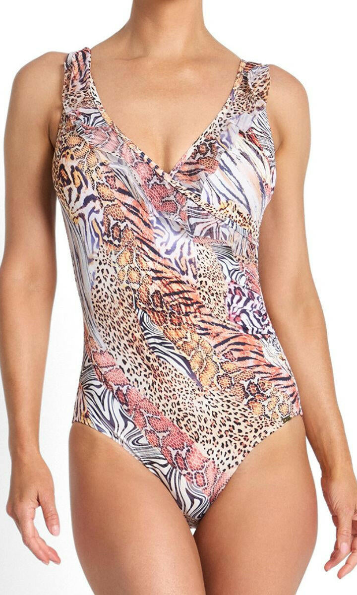 Jantzen Tigeress Mesh Frill One Piece - Skin.