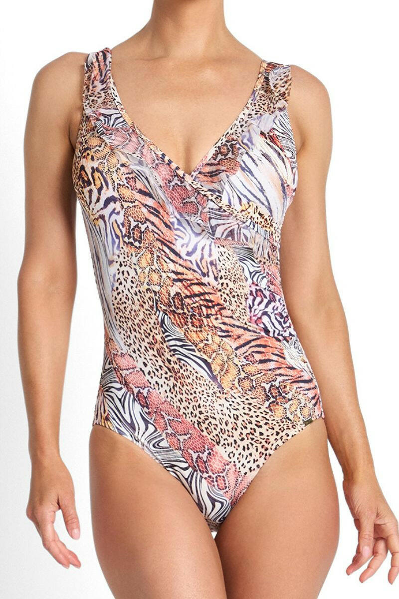 Jantzen Tigeress Mesh Frill One Piece - Skin.