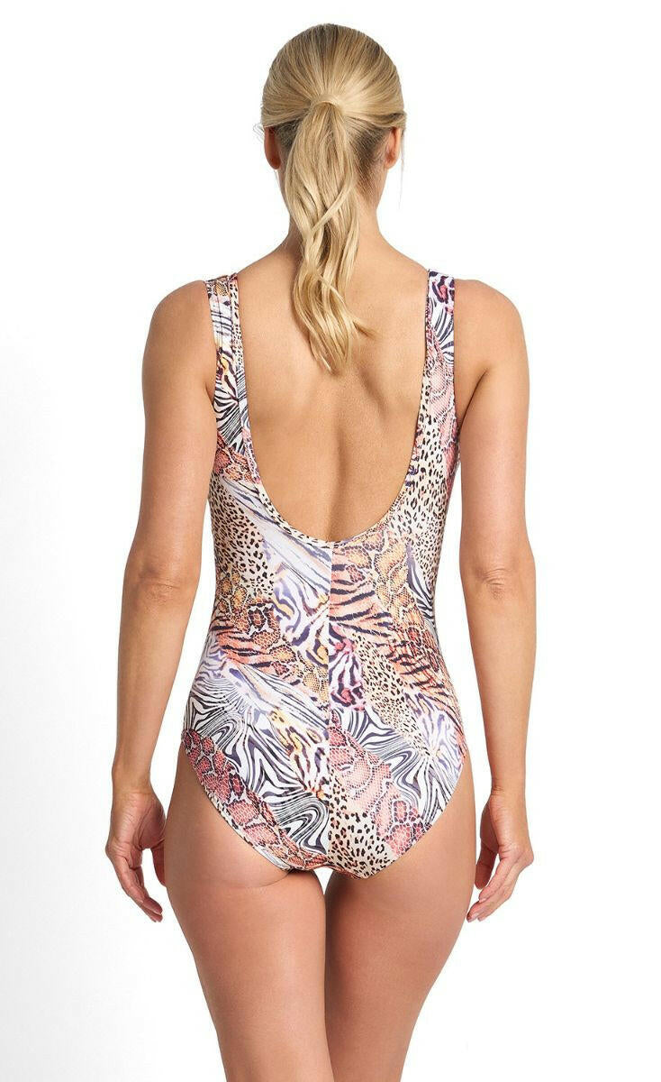 Jantzen Tigeress Mesh Frill One Piece - Skin.