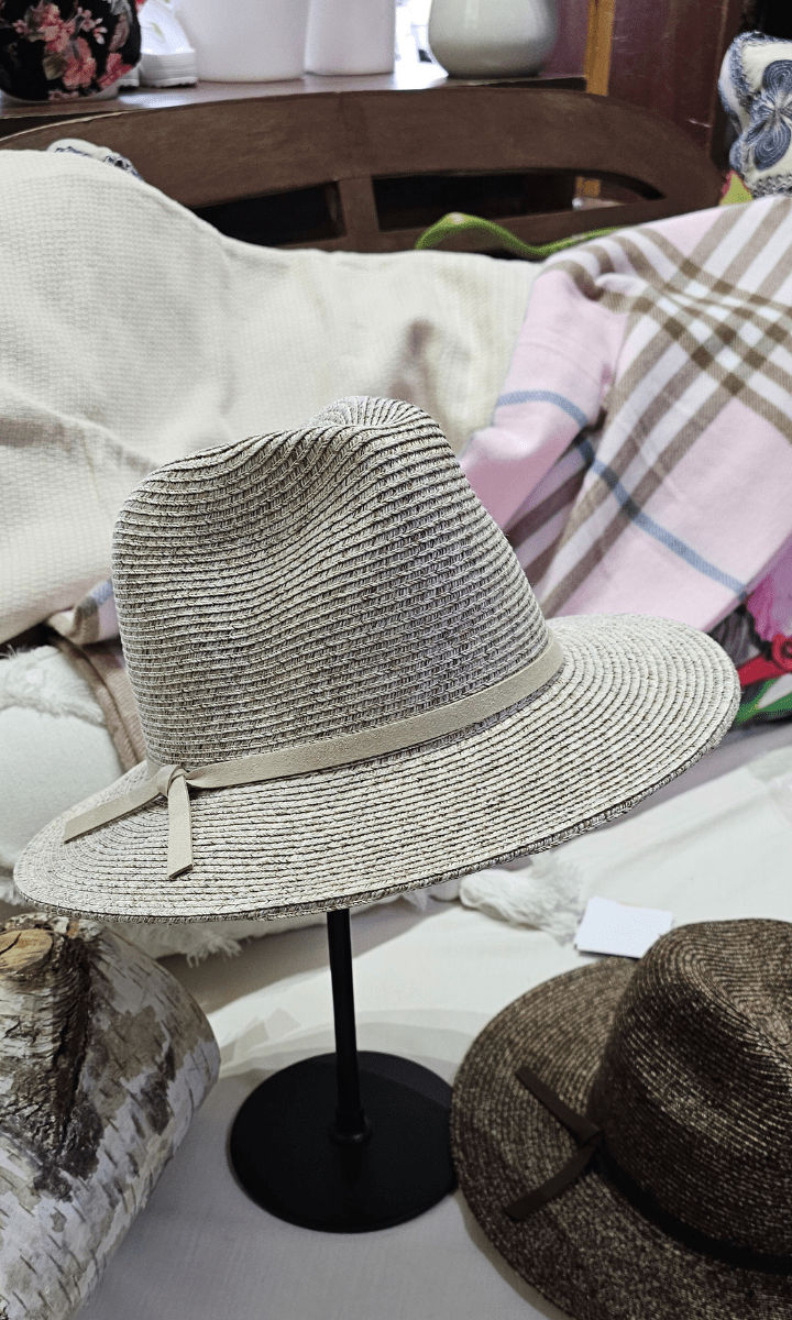 Laze Flexi Panama Leather Band Woven Wide Brim Sun hat.