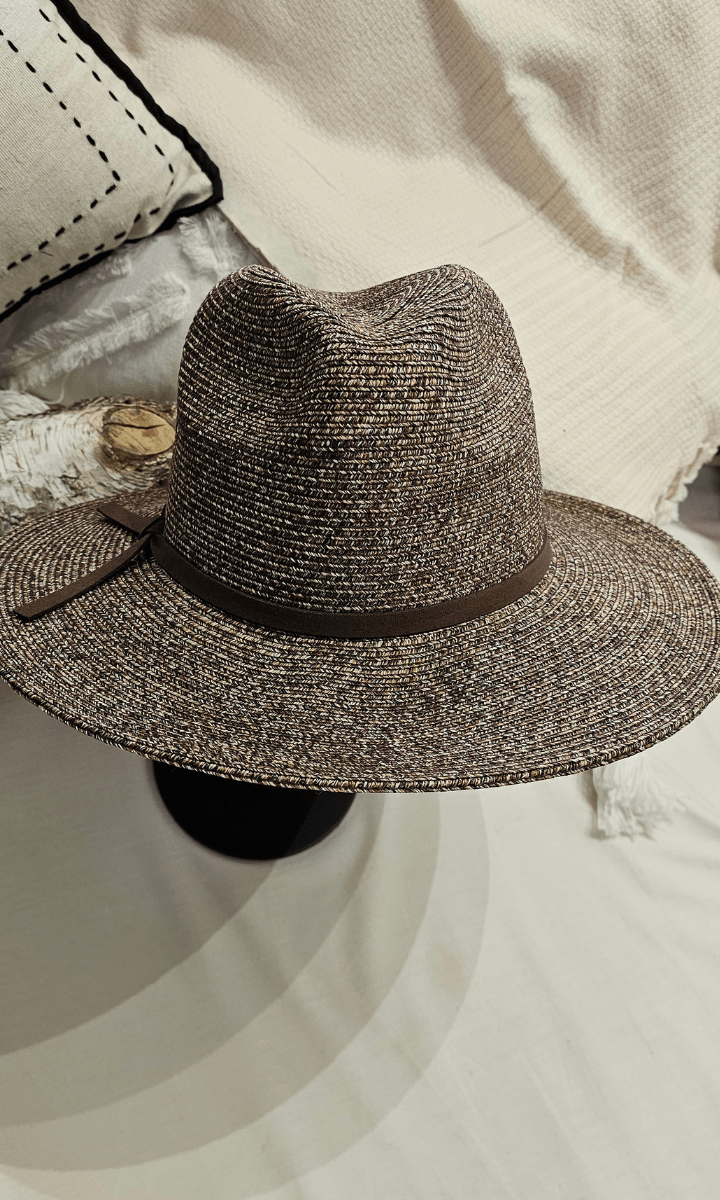 Laze Flexi Panama Leather Band Woven Wide Brim Sun hat.