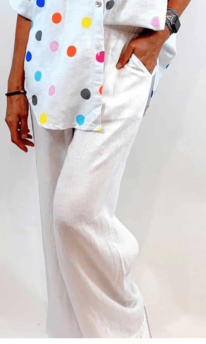 La Strada 100% Linen Beach Pant White.