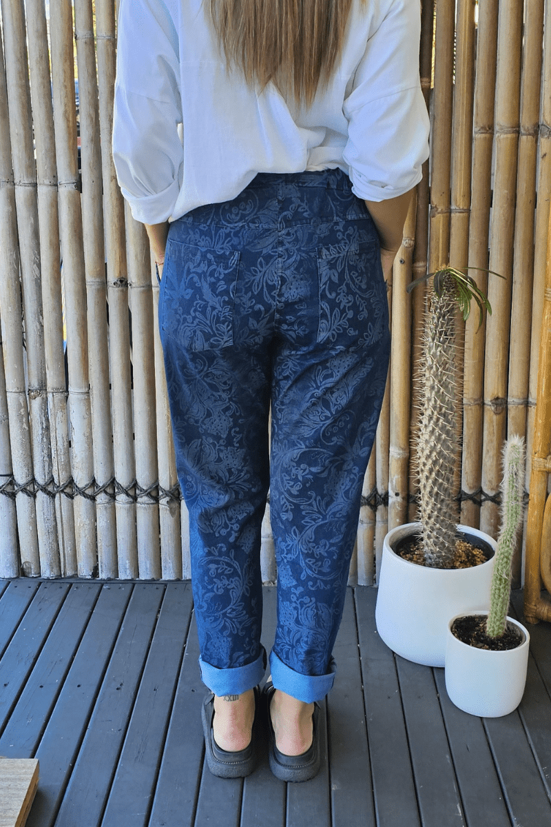 La Strada Stretch Cotton Elastane Jogger Navy.