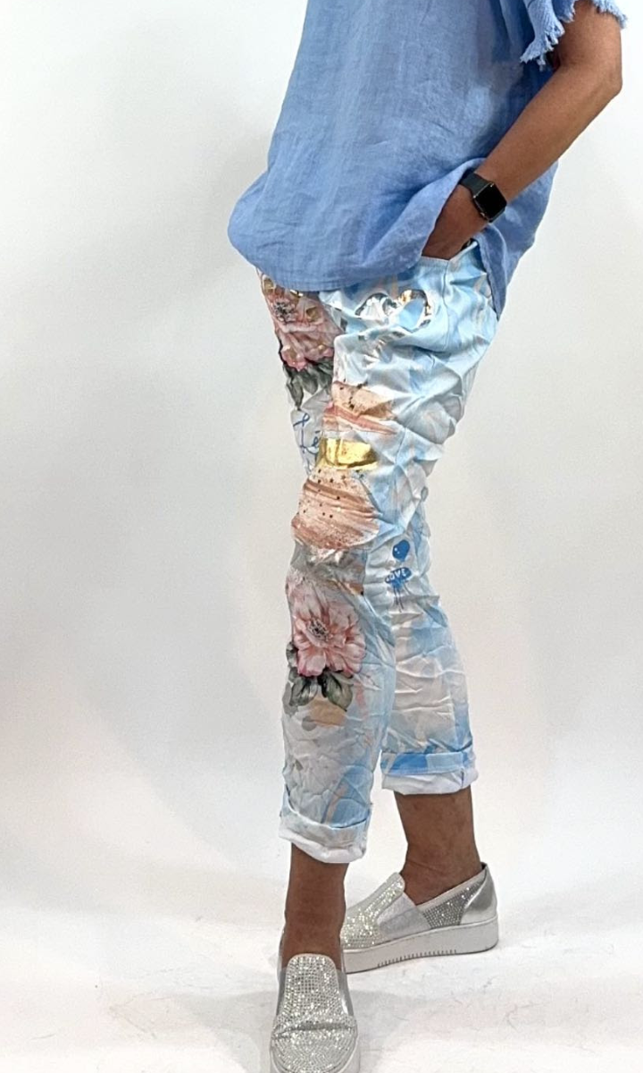 La Strada Stretch Jogger Elastane Viscose Pants Gold Leaf.