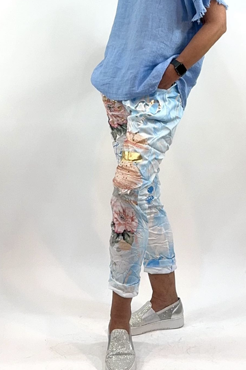 La Strada Stretch Jogger Elastane Viscose Pants Gold Leaf.