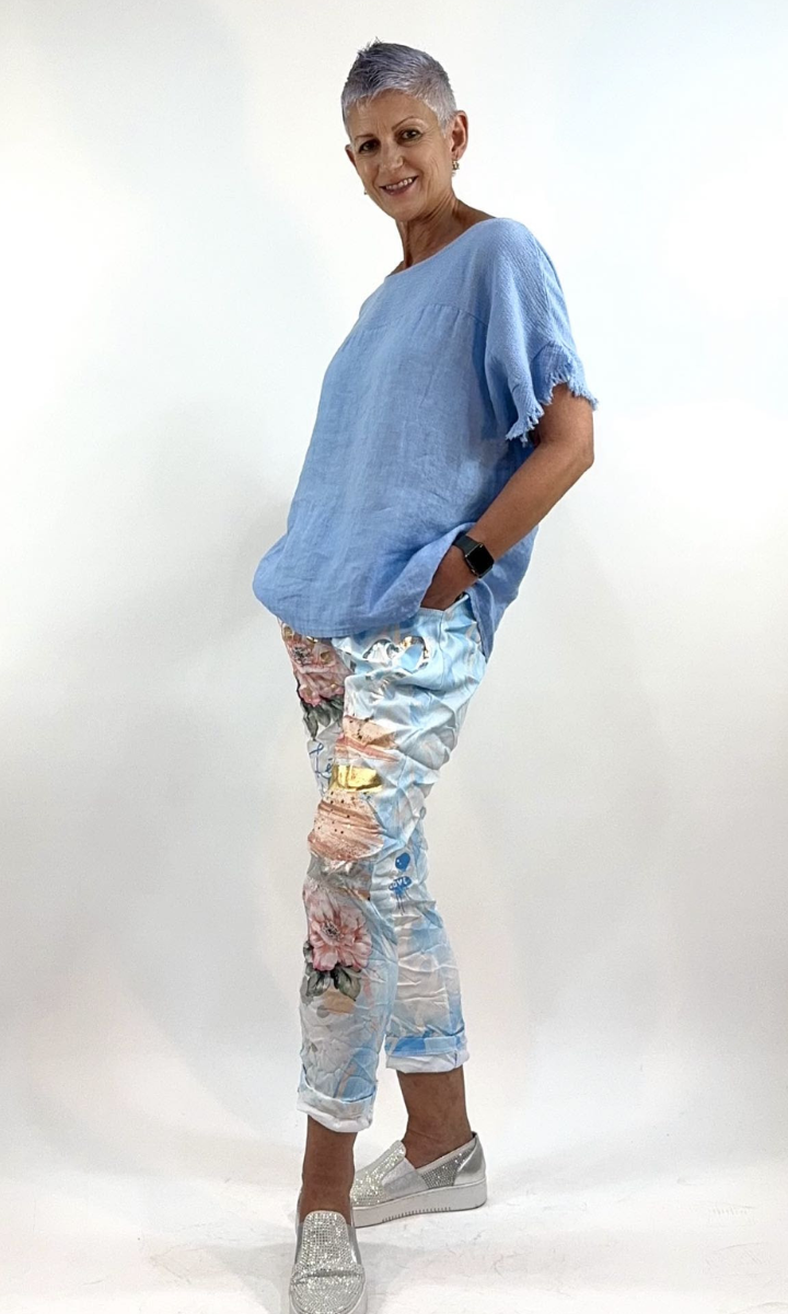 La Strada Stretch Jogger Elastane Viscose Pants Gold Leaf.