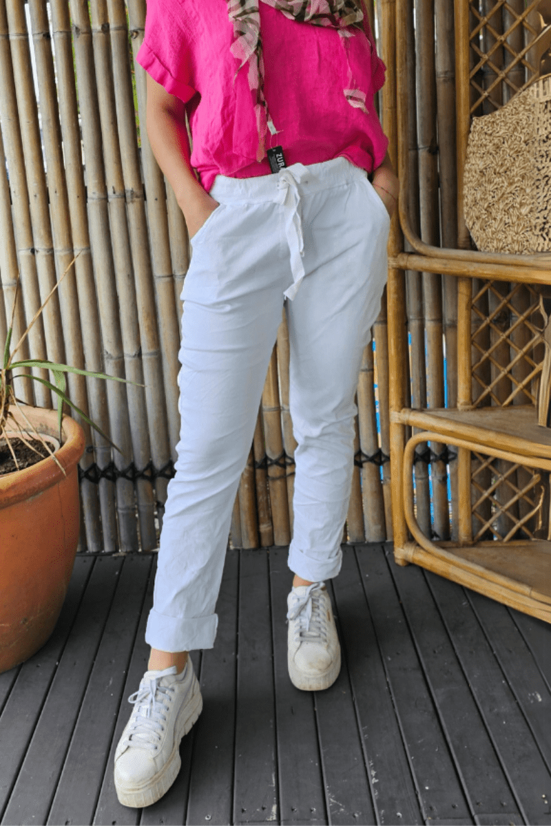 La Strada Stretch Jogger Foiled Silver.