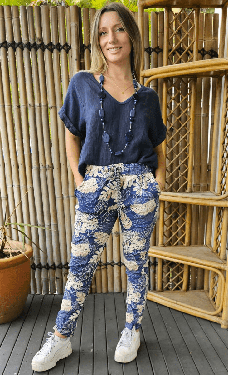 La Strada Palm Navy Stretch Jogger.