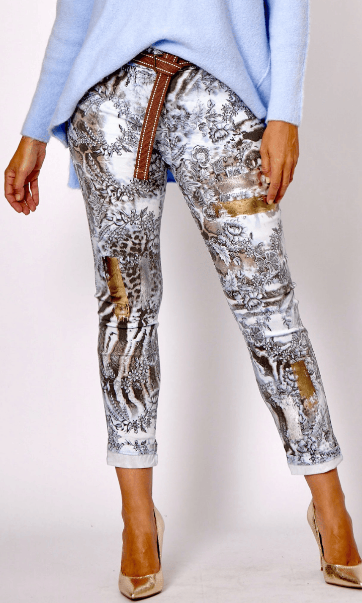 La Strada Viscose Stretch Print Jogger.
