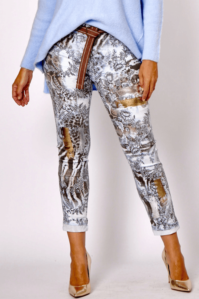 La Strada Viscose Stretch Print Jogger.