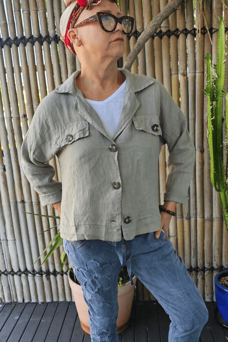 Very May Italian Linen Jacket Fango.