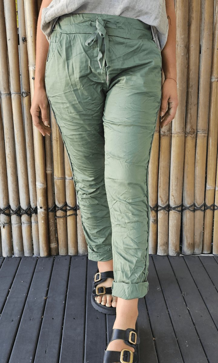 La Strada Jogger Cotton Elastane Pants - Military.