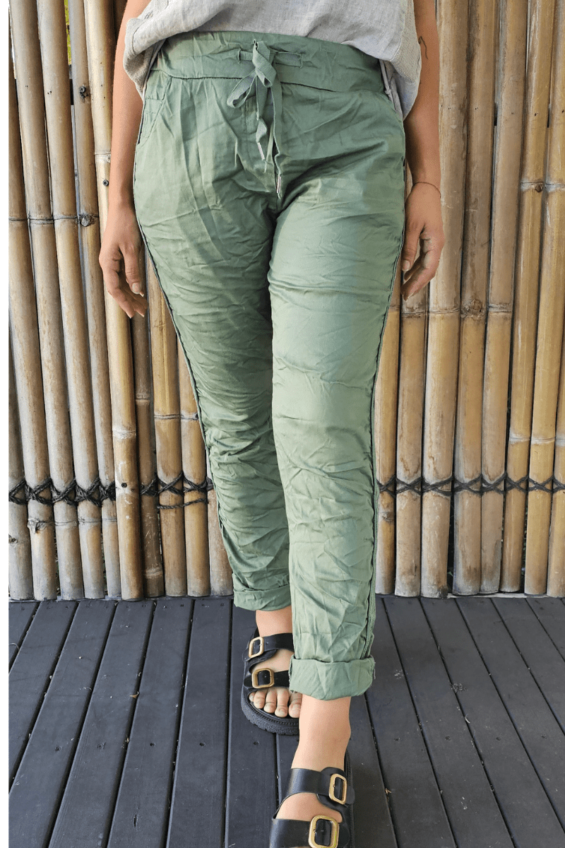 La Strada Jogger Cotton Elastane Pants - Military.