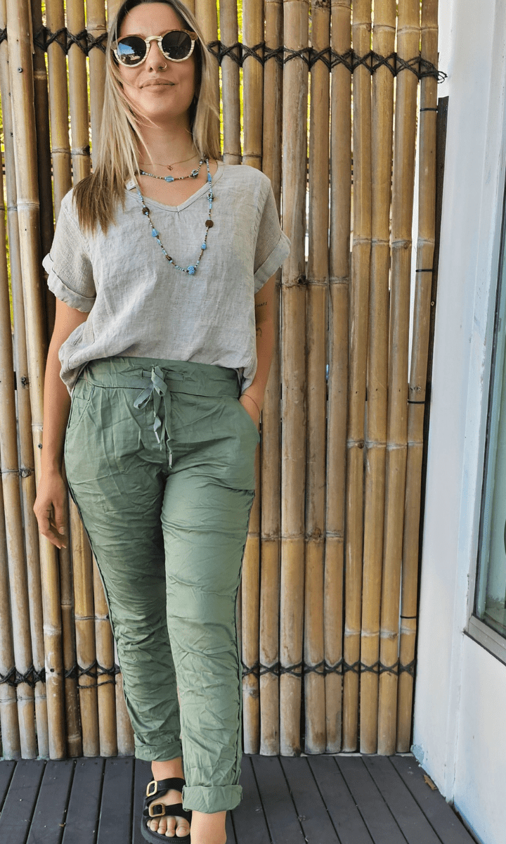 La Strada Jogger Cotton Elastane Pants - Military.