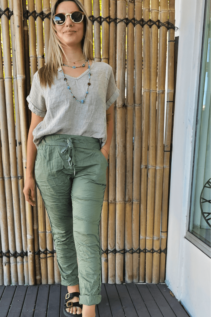 La Strada Jogger Cotton Elastane Pants - Military.