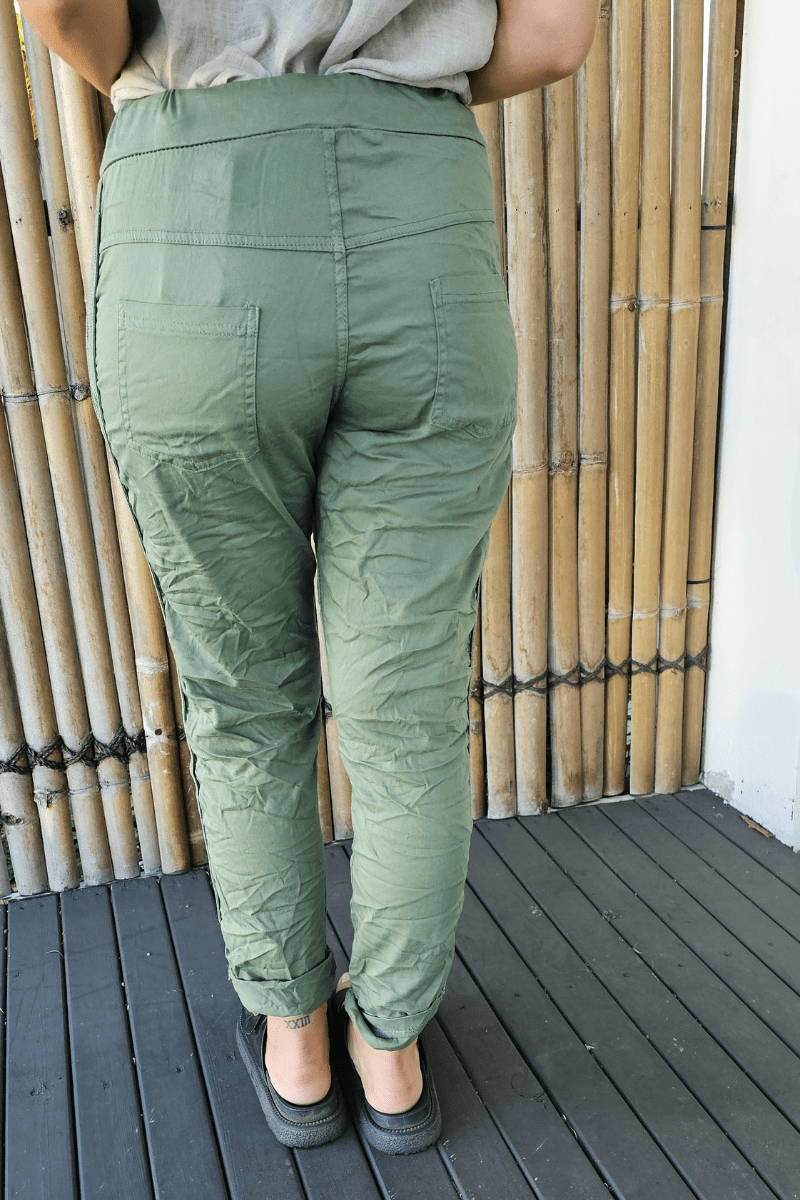 La Strada Jogger Cotton Elastane Pants - Military.