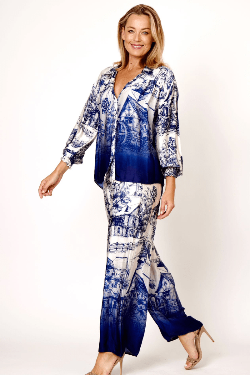 La Strada 100% Viscos Country Cottage Print Pants.