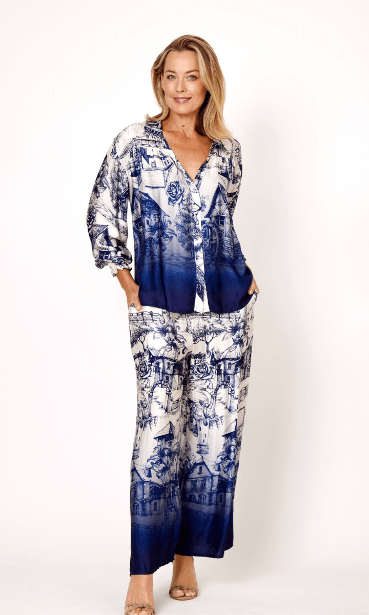 La Strada 100% Viscos Country Cottage Print Pants.