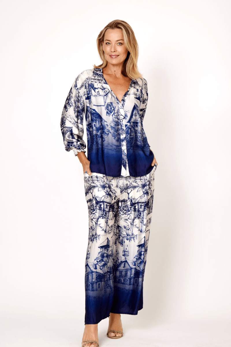 La Strada 100% Viscos Country Cottage Print Pants.