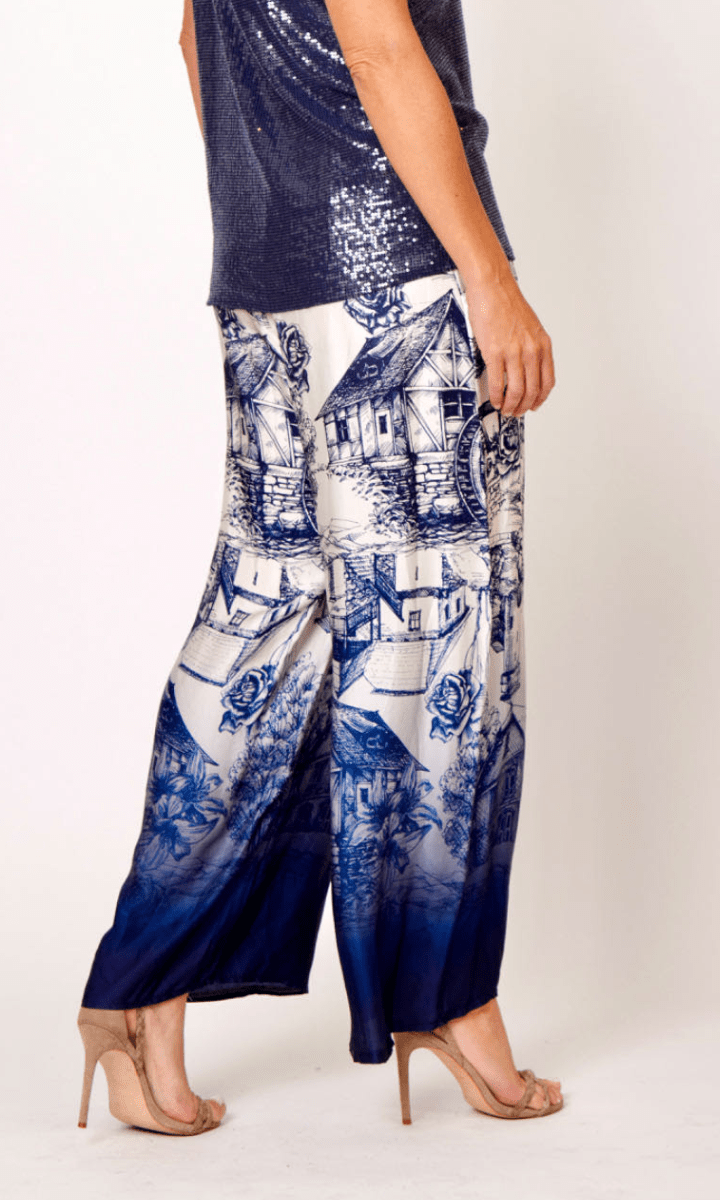 La Strada 100% Viscos Country Cottage Print Pants.