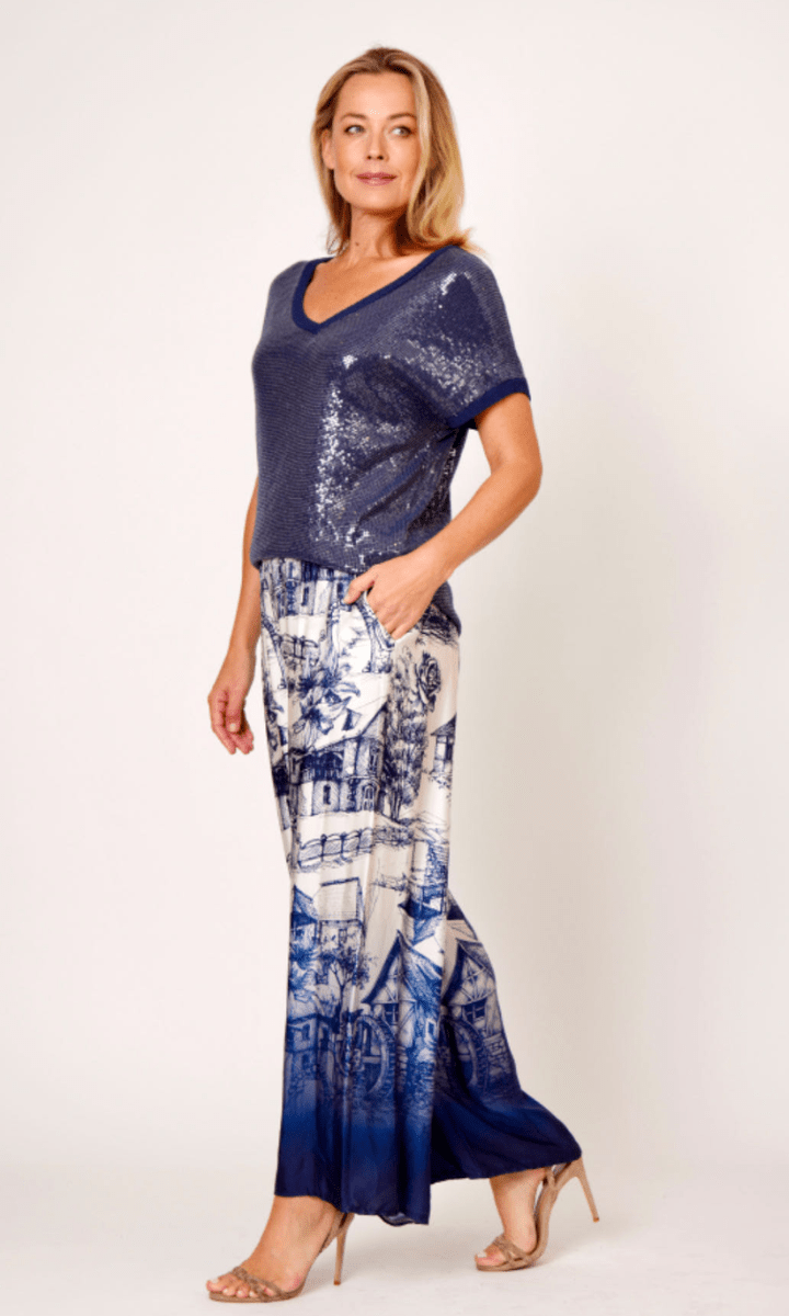 La Strada 100% Viscos Country Cottage Print Pants.