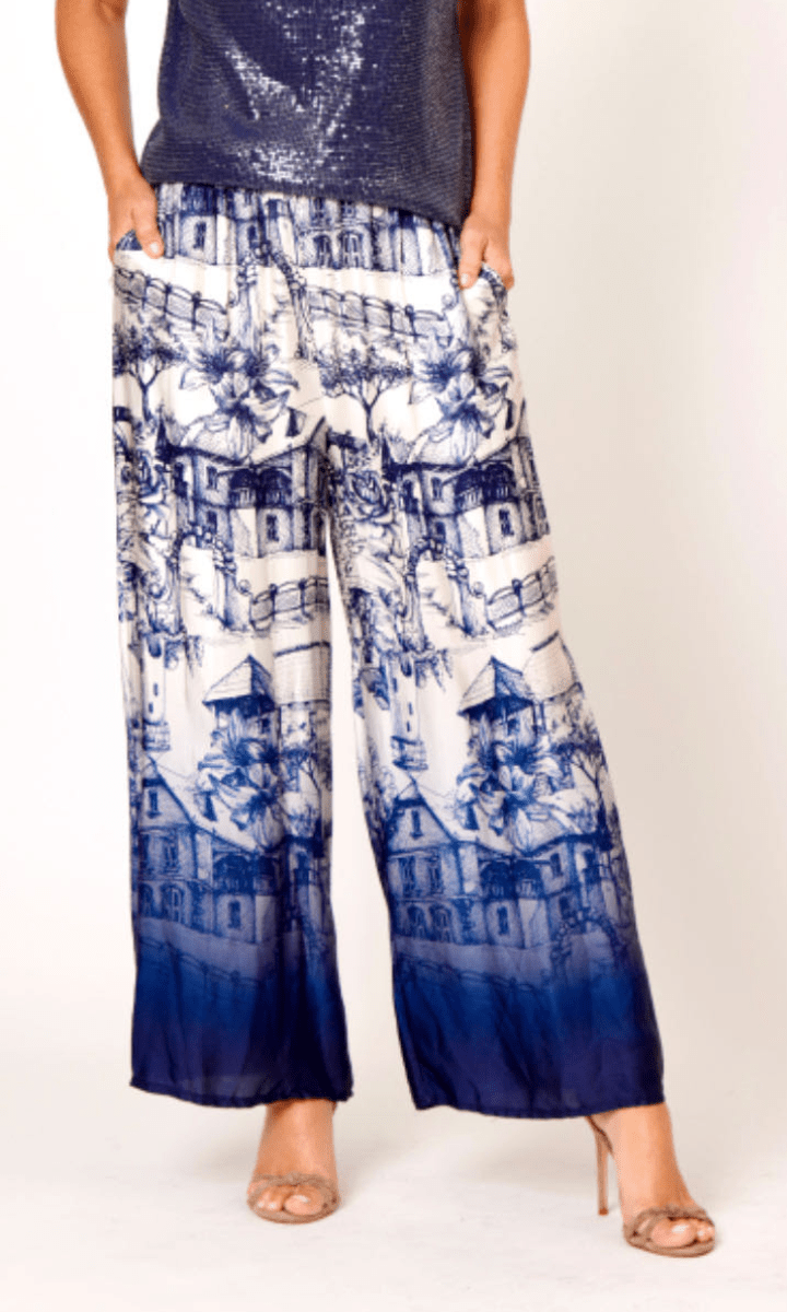 La Strada 100% Viscos Country Cottage Print Pants.